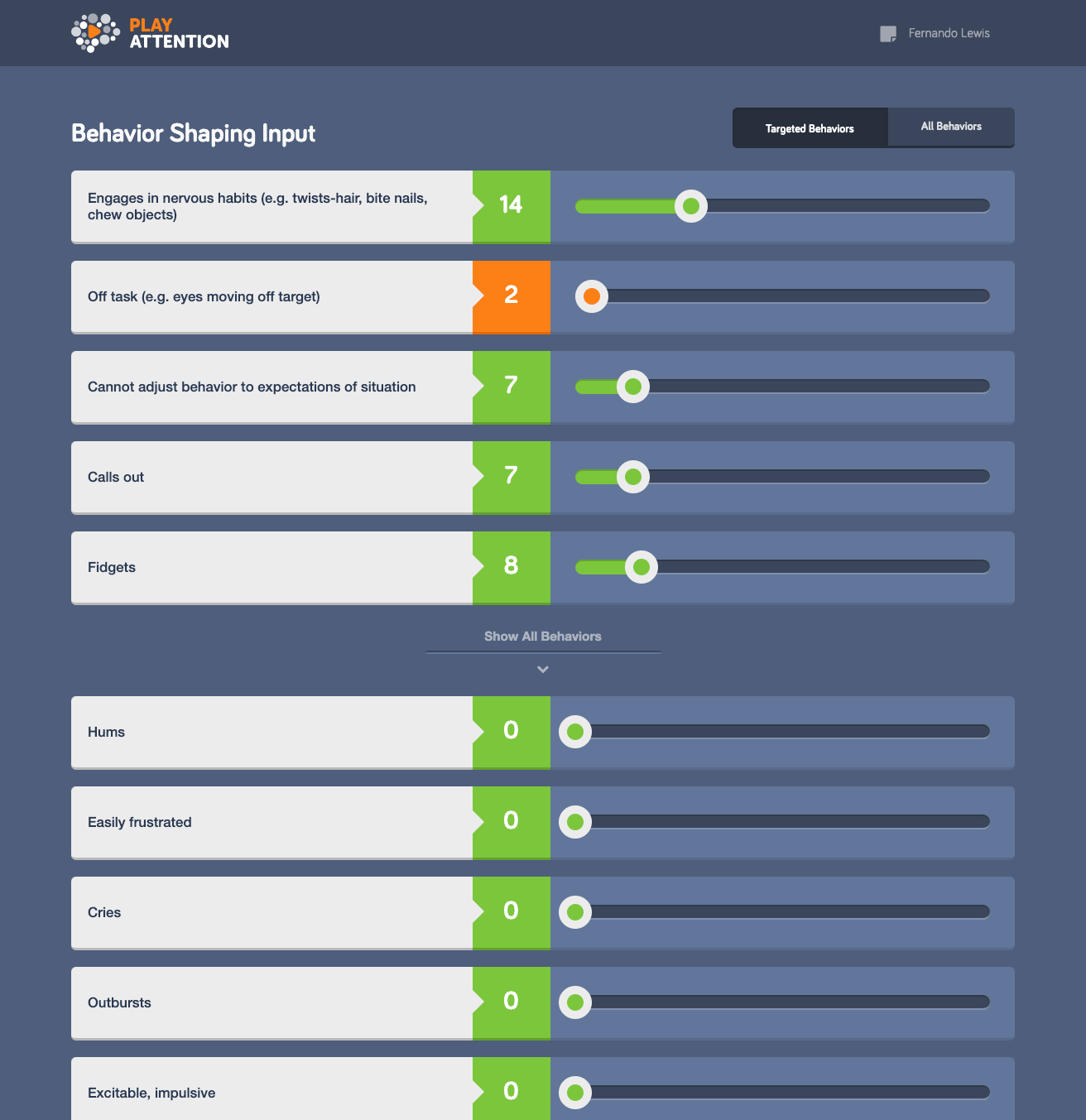 playattention student interface